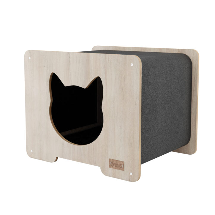 Noba Gray Cat Tree Noba Origin – The Noba Origin Cat Shelter | Wooden Hideaway | Sherbrooke Canin