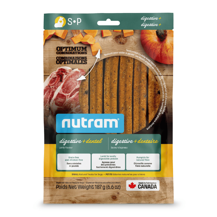 Nutram Combinaisons Optimales Digestive+ Dentaire, Gâteries Pour Chien, Agneau 187g