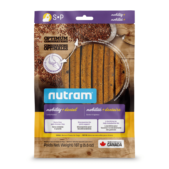 Nutram Combinaisons Optimales Mobilité+ Dentaire, Gâteries Pour Chien, Agneau 187g