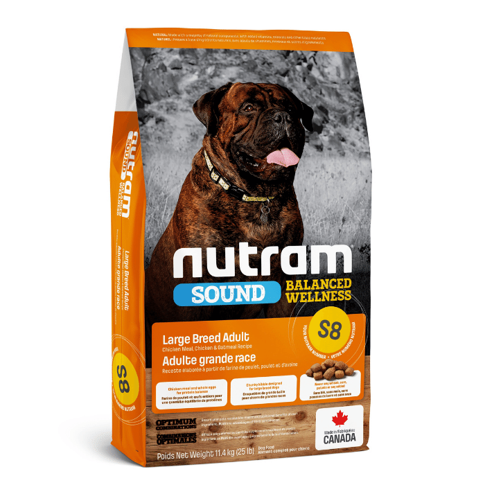 Nutram 25 lbs Nourriture pour chiens grande race Nutram Sound S8 Poulet Et Avoine