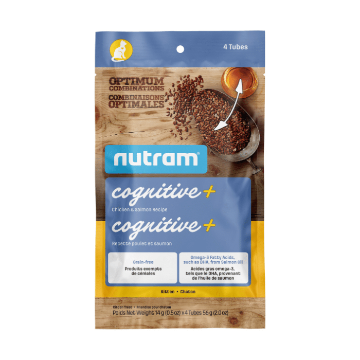 Nutram Nutram Combinaisons Optimales Cognitive+ Chaton Poulet &amp; Saumon, Sans Grains 4 tubes