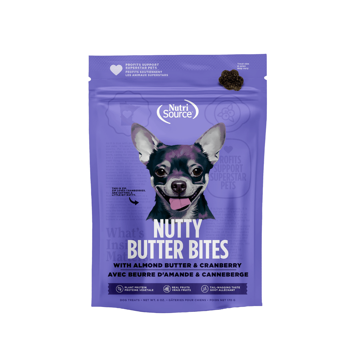 Nutri Source Gâteries chien Gâteries NutriSource Nutty Butter Bites Beurre d'Amande et Canneberge Gâteries NutriSource Nutty Butter Bites Beurre d'Amande et Canneberge