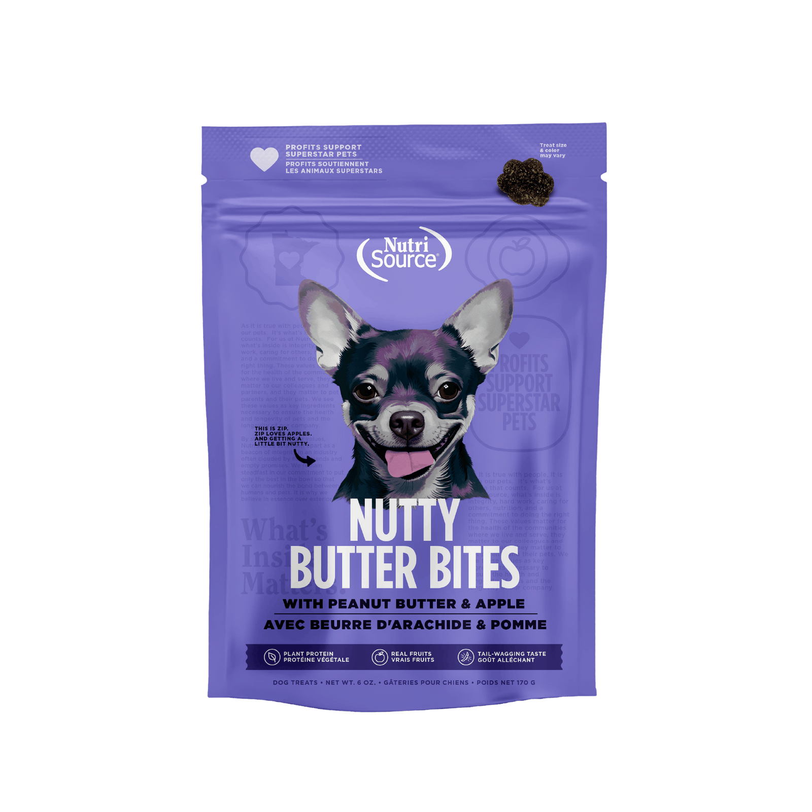 Nutri Source Gâteries chien Gâteries NutriSource Nutty Butter Bites Beurre d'Arachide et Pomme Gâteries NutriSource Nutty Butter Bites Beurre d'Arachide et Pomme