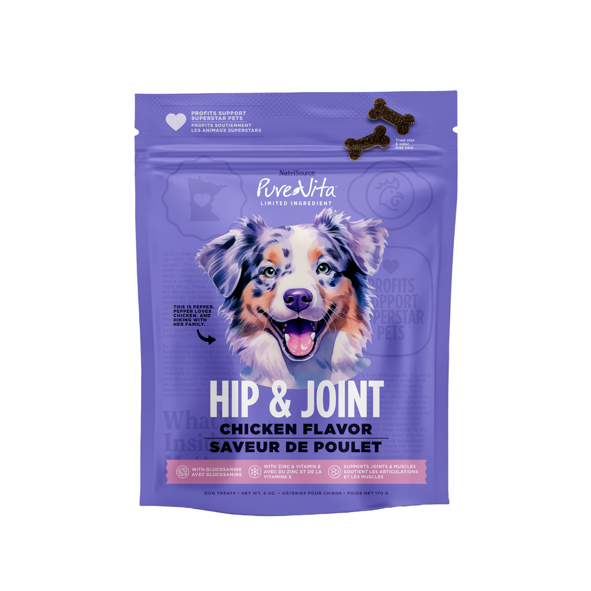 Nutri Source Gâteries chien Gâteries NutriSource PureVita Fonctionnelles Hanches et Articulations - Poulet Gâteries NutriSource PureVita Fonctionnelles Hanches et Articulations 