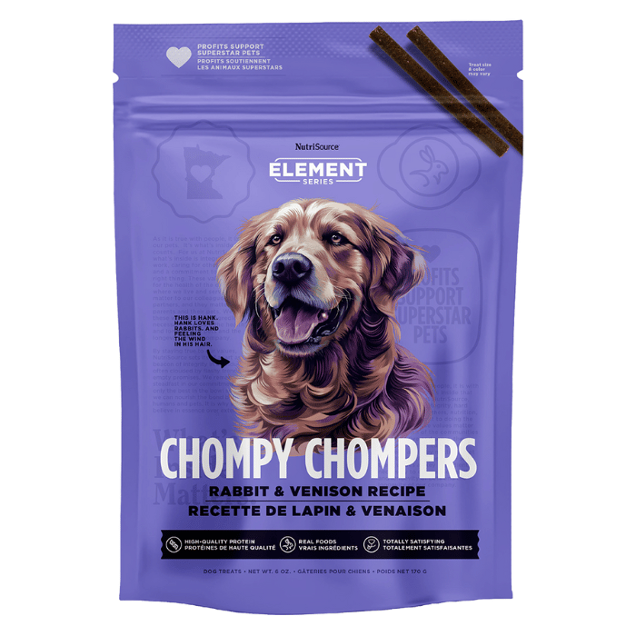 Nutri Source Gâteries Gâteries - Chompy Chompers au lapin et au chevreuil 6oz Gâteries - Chompy Chompers au lapin et au chevreuil 6oz