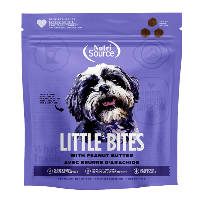 Nutri Source Gâteries Gâteries pour chiens -Petites bouchées au beurre de cacahuète sans céréales 6oz Gâteries pour chiens -Petites bouchées au beurre de cacahuète sans céréales 6oz