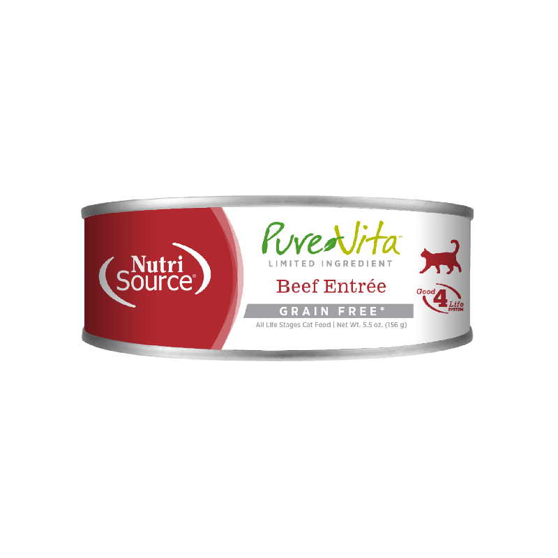 Nutri Source Nourriture humide chat Nourriture humide pour chat NutriSource PureVita Bœuf - Entrée LID sans grains 12 x 5.5oz Nourriture humide pour chat NutriSource PureVita Bœuf - Entrée LID san