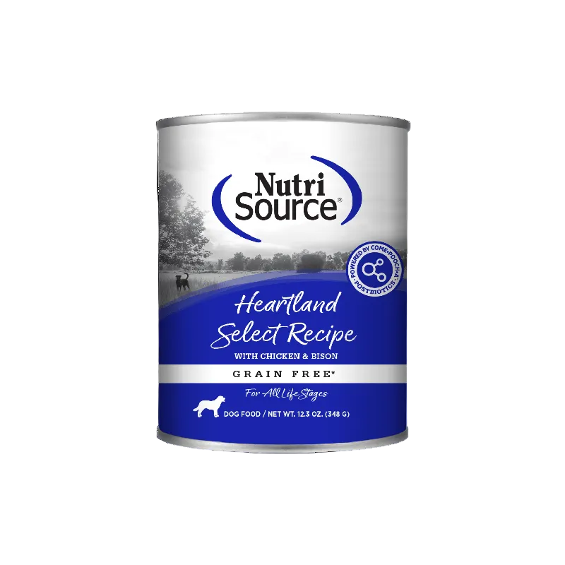 Nutri Source Nourriture humide chien Nourriture humide pour chien NutriSource Heartland Select - Sans grains 12 x 12.3oz Nourriture humide pour chien NutriSource Heartland Select - Sans grain
