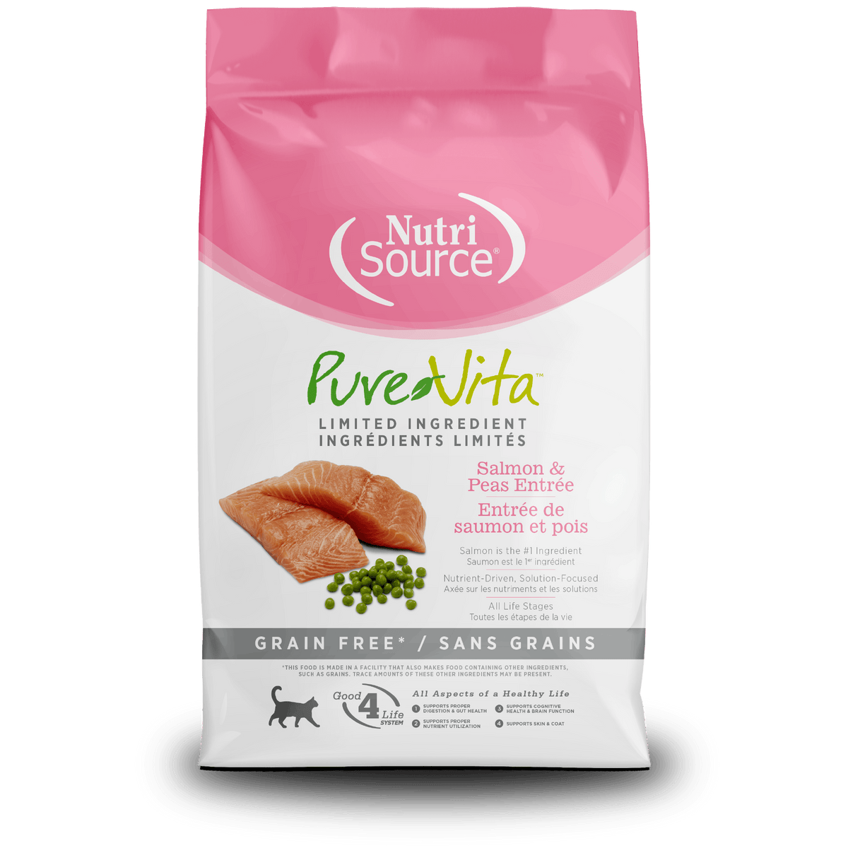 Nutri Source Nourriture pour chat 4 lbs Nourriture pour chat NutriSource PureVita Saumon et Petits Pois - Entrée LID sans grains Nourriture pour chat NutriSource PureVita Saumon et Petits Pois - Entr