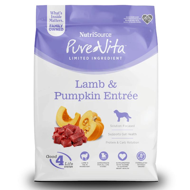 Nutri Source Nourriture pour chien Nourriture pour chien NutriSource PureVita - Agneau et Citrouille LID sans grains NutriSource PureVita - Agneau et Citrouille | Nourriture LID sans grains pour chien