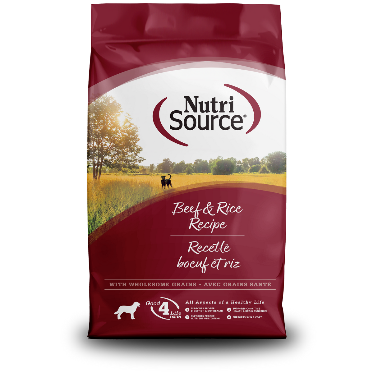 Nutri Source Nourriture sèche chien 4 lbs Nourriture pour chien NutriSource Bœuf et Riz - Avec céréales Nourriture pour chien NutriSource Bœuf et Riz - Avec céréales