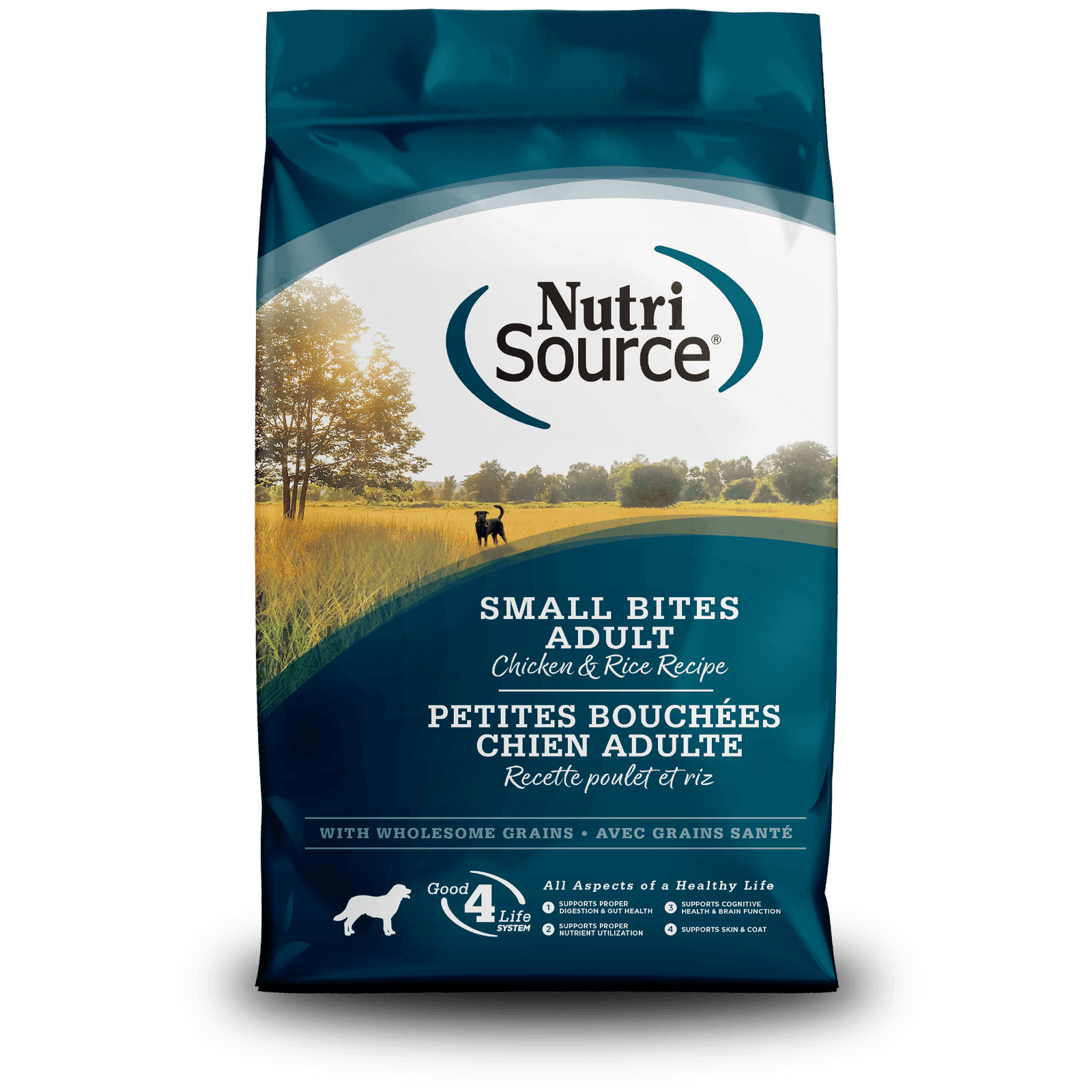 Nutri Source Nourriture sèche chien 4 lbs Nourriture pour chien NutriSource Petites Bouchées Poulet et Riz - Avec céréales Nourriture pour chien NutriSource Petites Bouchées Poulet et Riz - Ave