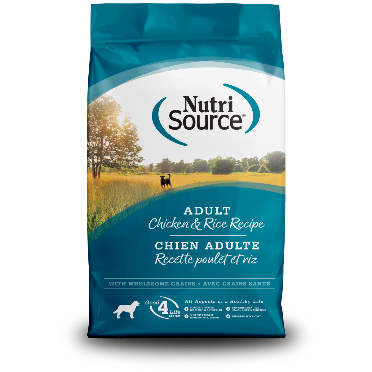 Nutri Source Nourriture sèche chien 4 lbs Nourriture pour chien NutriSource Poulet et Riz - Avec céréales Nourriture pour chien NutriSource Poulet et Riz - Avec céréales