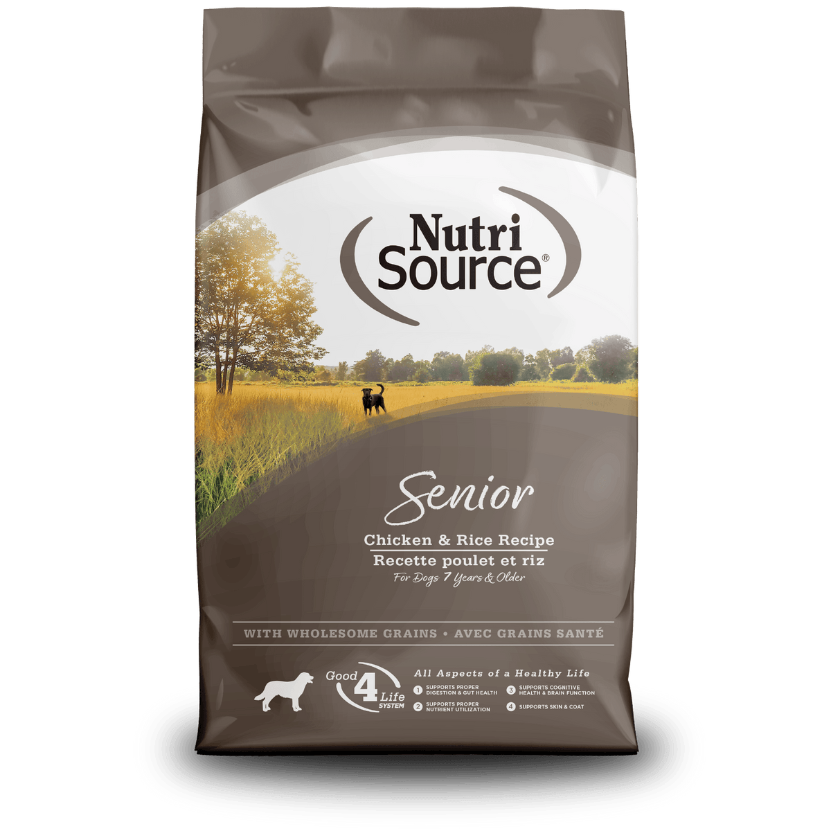 Nutri Source Nourriture sèche chien 4 lbs Nourriture pour chien NutriSource Sénior Poulet et Riz - Avec céréales Nourriture pour chien NutriSource Sénior Poulet et Riz - Avec céréales