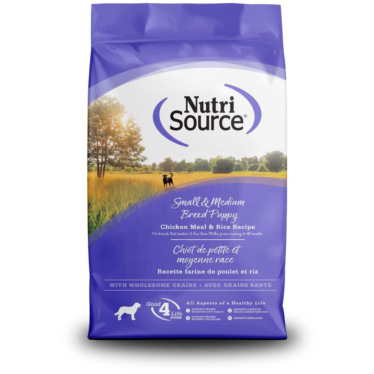 Nutri Source Nourriture sèche chien 4 lbs Nourriture pour chiot NutriSource Petite et Moyenne Race Poulet et Riz - Avec céréales Nourriture pour chiot NutriSource Petite et Moyenne Race Poulet et Riz