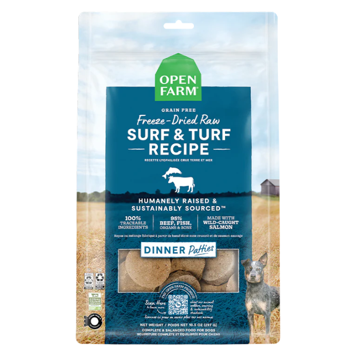 Open Farm meal mixer Galette de repas Lyophilisé surf & turf Galette de repas Lyophilisé surf & turf