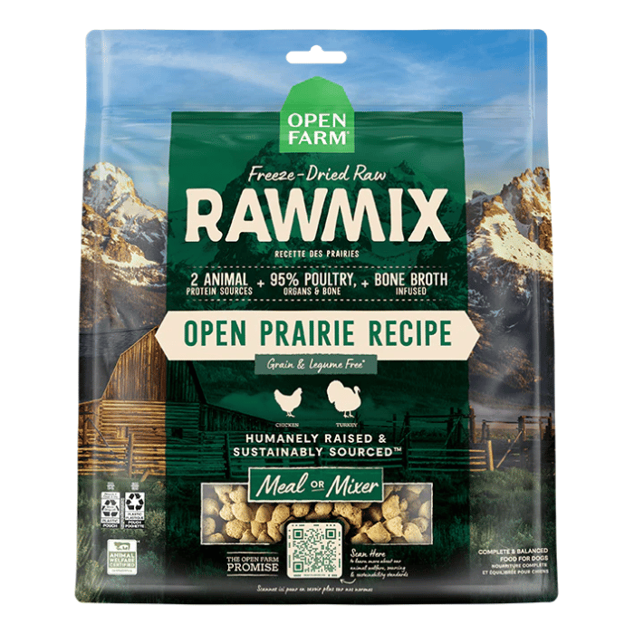 Open Farm meal mixer 13.5oz Mélange de repas Cru Lyophilisé Open Farm RawMix Recette des prairies