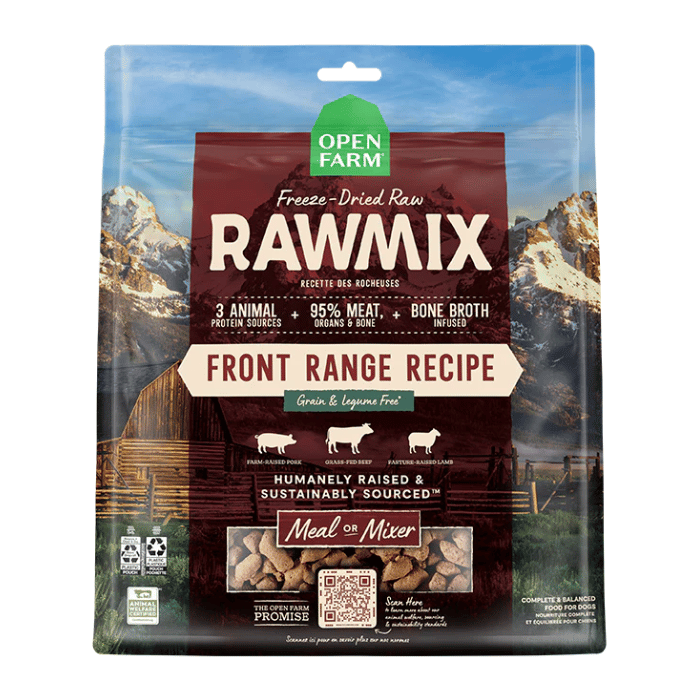 Open Farm meal mixer 13.5oz Mélange de repas Cru Lyophilisé Open Farm RawMix Recette des rocheuses