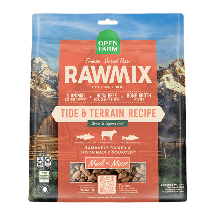 Open Farm meal mixer 13.5oz Mélange de repas Cru Lyophilisé Open Farm RawMix terre et mer 13.5oz