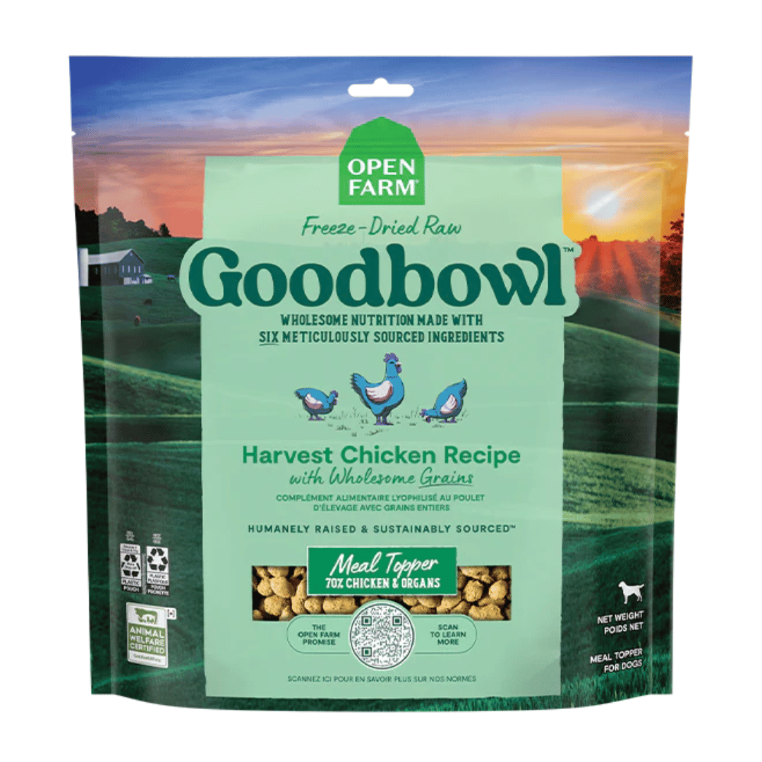 Open Farm nourriture Complément alimentaire lyophilisé au poulet d'élevage avec grains entiers Complément alimentaire lyophilisé au poulet d'élevage avec grains entiers