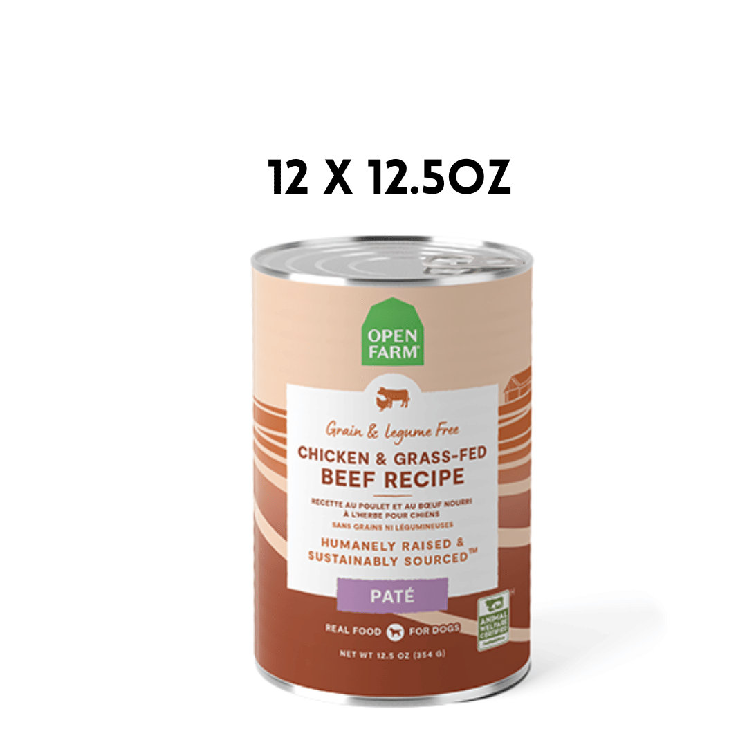 Open Farm nourriture humide 12 x 12.5oz Nourriture humide Pâté Poulet &amp; boeuf nourri à l&#39;herbe 12.5oz