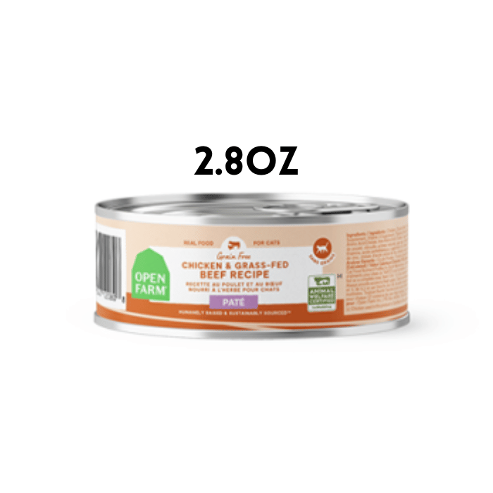 Open Farm nourriture humide 2.8oz Nourriture humide pour chat - Pâté poulet &amp; boeuf nourri à l&#39;herbe 2.8oz