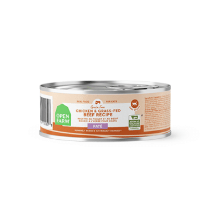 Open Farm nourriture humide 5.3oz Nourriture humide pour chat - Pâté poulet &amp; boeuf nourri à l&#39;herbe 5.3oz