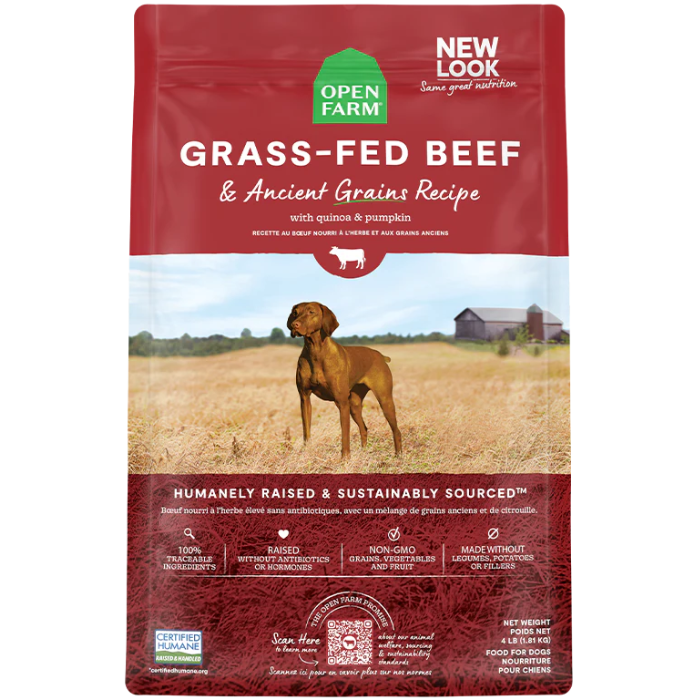 Open Farm nourriture 4 lbs Nourriture pour chien Open Farm Boeuf avec grains anciens Nourriture pour chien Open Farm Boeuf avec grains anciens