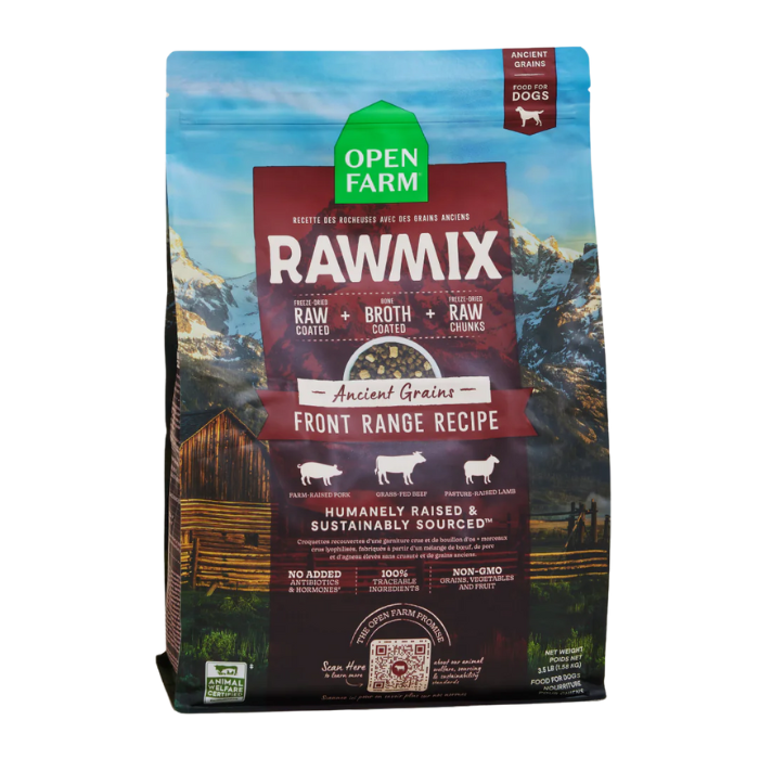 Open Farm nourriture 20 lbs Nourriture pour chien Open Farm RawMix Recette des rocheuses avec des grains anciens Nourriture pour chien Open Farm RawMix Recette des rocheuses avec des grains anciens