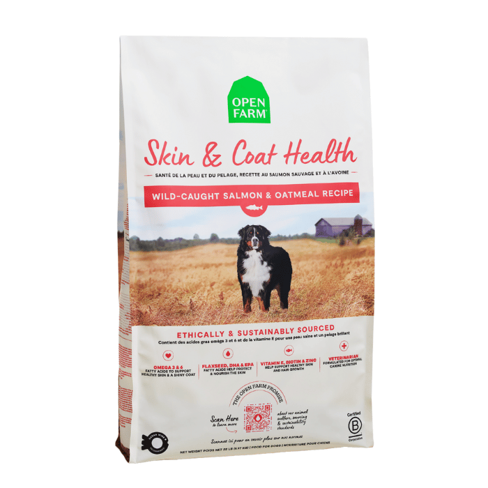 Open Farm nourriture 22 lbs Nourriture pour chien Santé de la Peau et du Pelage, Recette au Saumon Sauvage et à L’avoine Nourriture pour chien Santé de la Peau et du Pelage, Recette au Saumon Sauvage et à L’avoine