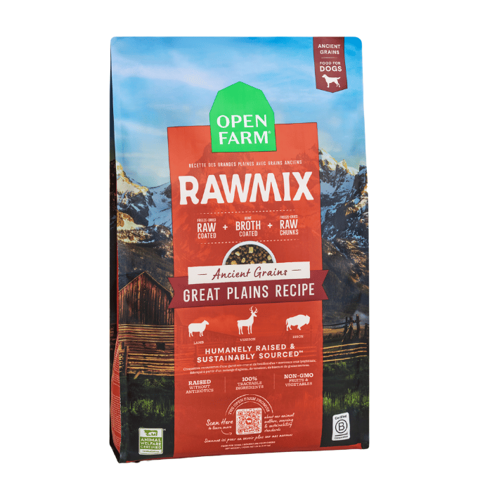 Open Farm nourriture 20 lbs Nourriture pour chiens Open Farm Rawmix recette des grandes plaines avec grains ancient Nourriture pour chiens Open Farm Rawmix recette des grandes plaines avec grains ancient