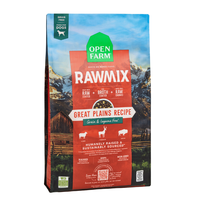 Open Farm nourriture 20 lbs Nourriture pour chiens Open Farm Rawmix recette des grandes plaines sans grains Nourriture pour chiens Open Farm Rawmix recette des grandes plaines sans grains