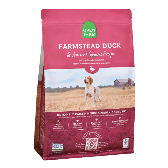 Open Farm nourriture Open Farm Farmstead Canard Grains Anciens pour chien Open Farm Farmstead Canard Grains Anciens pour chien | Sherbrooke Canin