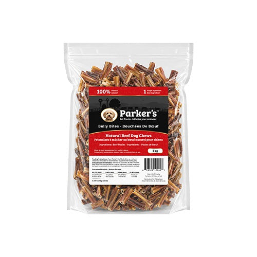 Parker's Gâteries 454 g Parker's Pet Treats - Bully Bites (Pizzles de bœuf) pour chien Parker's Bully Bites - Pizzles de Bœuf 100% Naturelles - Sherbrooke Canin