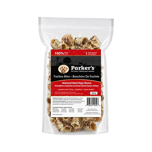 Parker's Gâteries 454 g Parker's Pet Treats - Trachea Bites (Trachée de bœuf) pour chien Parker's Trachea Bites - Trachée de Bœuf 100% Naturelle - Sherbrooke Canin