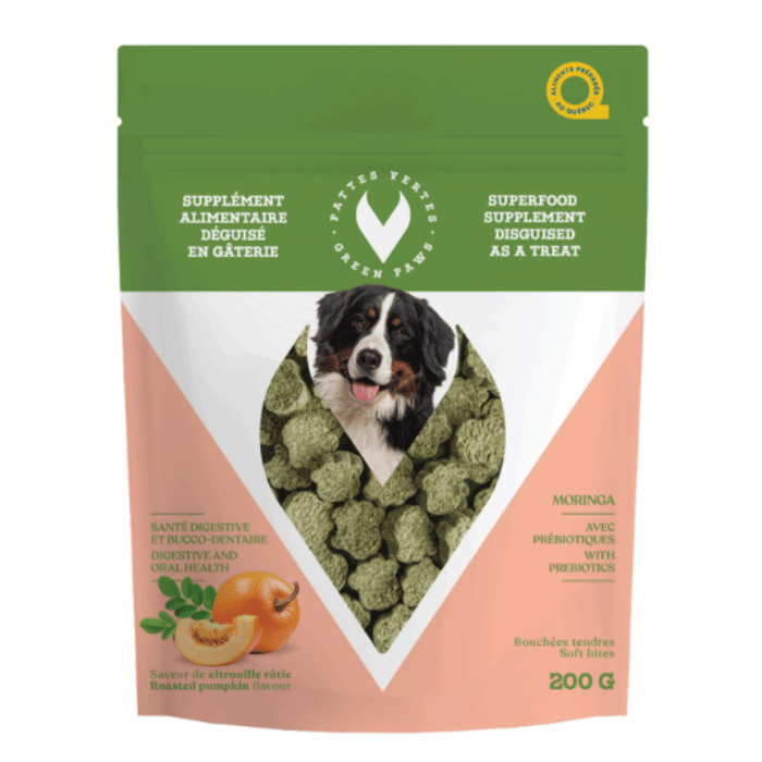 Pattes Vertes supplement Bouchées fonctionnelles pour chien - Moringa Pattes Vertes - Santé Bucco Dentaire Bouchées fonctionnelles pour chien - Moringa Pattes Vertes - Santé Bucco Dentaire