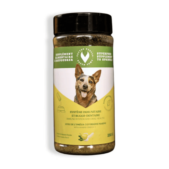 Pattes Vertes supplement Oméga-3 – Supplément à saupoudrer pour chien 250g Oméga-3 – Supplément à saupoudrer pour chien 250g