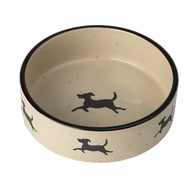 Petrageous bols pour chien 6,25'' Petrageous - Bol en céramique Chasing Dogs Naturel et Noir pour chien Petrageous - Bol en céramique Chasing Dogs Naturel et Noir pour chien