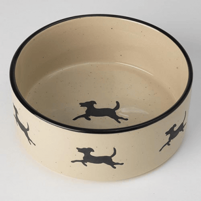 Petrageous bols pour chien 7'' Petrageous - Bol en céramique Chasing Dogs Naturel et Noir pour chien Petrageous - Bol en céramique Chasing Dogs Naturel et Noir pour chien