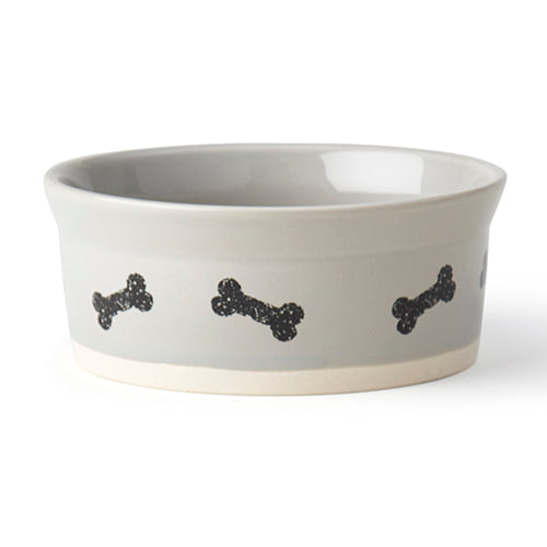 Petrageous bols pour chien Petrageous - Bol en céramique Stamped Bones gris et neutre pour chien Petrageous - Bol en céramique Stamped Bones gris et neutre pour chien