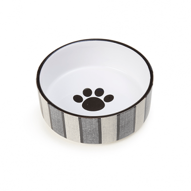 Petrageous bols pour chien 5'' - 2 tasses Petrageous - Bol en grès Pinstripe gris et noir pour chien Petrageous - Bol en grès Pinstripe gris et noir pour chien