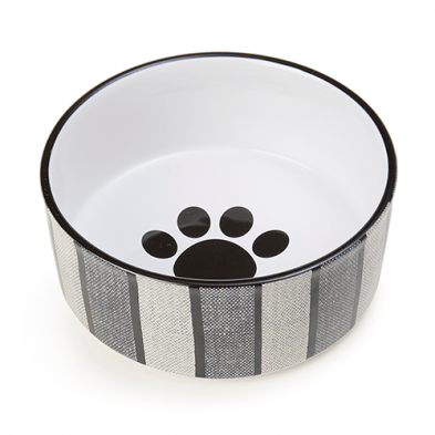 Petrageous bols pour chien 7'' - 5,5 tasses Petrageous - Bol en grès Pinstripe gris et noir pour chien Petrageous - Bol en grès Pinstripe gris et noir pour chien