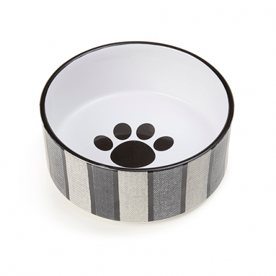 Petrageous bols pour chien 6'' - 3,5 tasses Petrageous - Bol en grès Pinstripe gris et noir pour chien Petrageous - Bol en grès Pinstripe gris et noir pour chien