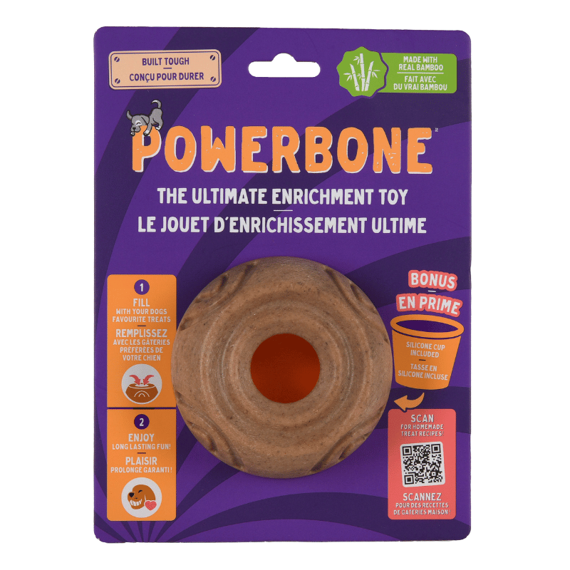 Powerbone Jouet Powerbone - Jouet d'enrichissement pour chien, nylon et bambou avec tasse en silicone Powerbone - Jouet d'enrichissement pour chien, nylon et bambou avec tasse en silicone