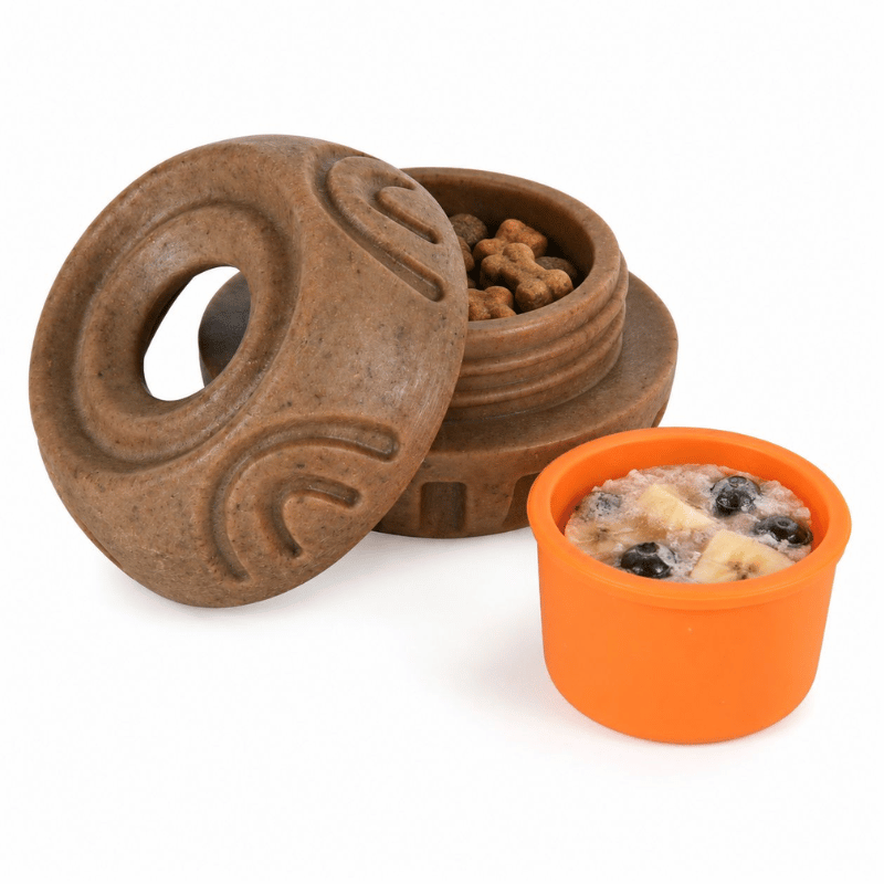 Powerbone Jouet Powerbone - Jouet d'enrichissement pour chien, nylon et bambou avec tasse en silicone Powerbone - Jouet d'enrichissement pour chien, nylon et bambou avec tasse en silicone