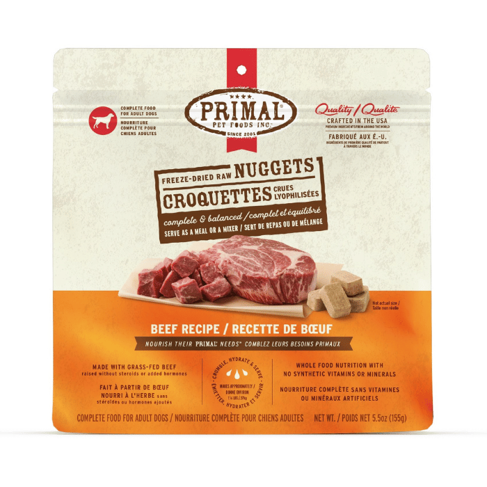 Primal nourriture Nourriture Complète Pour Chien, Croquettes Crues Lyophilisées - Primal Boeuf 155g Nourriture Complète Pour Chien, Croquettes Crues Lyophilisées - Primal Boeuf 155g