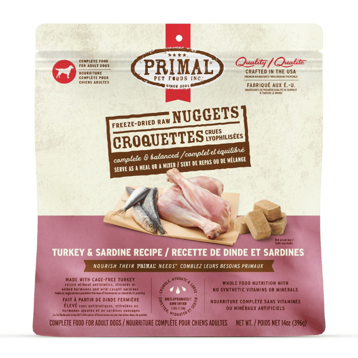 Primal nourriture Nourriture Complète Pour Chien, Croquettes Crues Lyophilisées - Primal Dinde Et Sardines 396g Nourriture Complète Pour Chien, Croquettes Crues Lyophilisées - Primal Dinde Et Sardines 396g