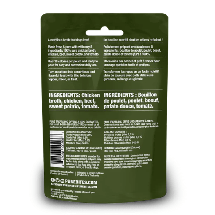Pure Bites Bouillon protéines & légumes Poulet & boeuf pour chiens 57g Bouillon protéines & légumes Poulet & boeuf pour chiens 57g