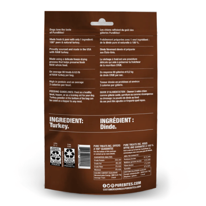 Pure Bites Gâteries Gâterie De Dinde Séchée À Froid Pour Chien 70gr Gâterie De Dinde Séchée À Froid Pour Chien 70gr