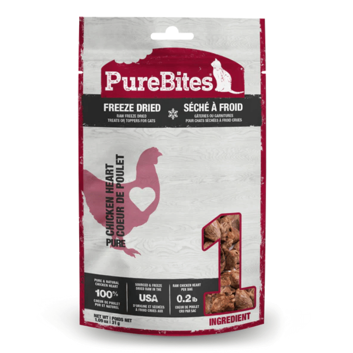 Pure Bites Gâteries Gâteries pour chats séchée à froid - coeur de poulet 31g Gâteries pour chats séchée à froid - coeur de poulet 31g